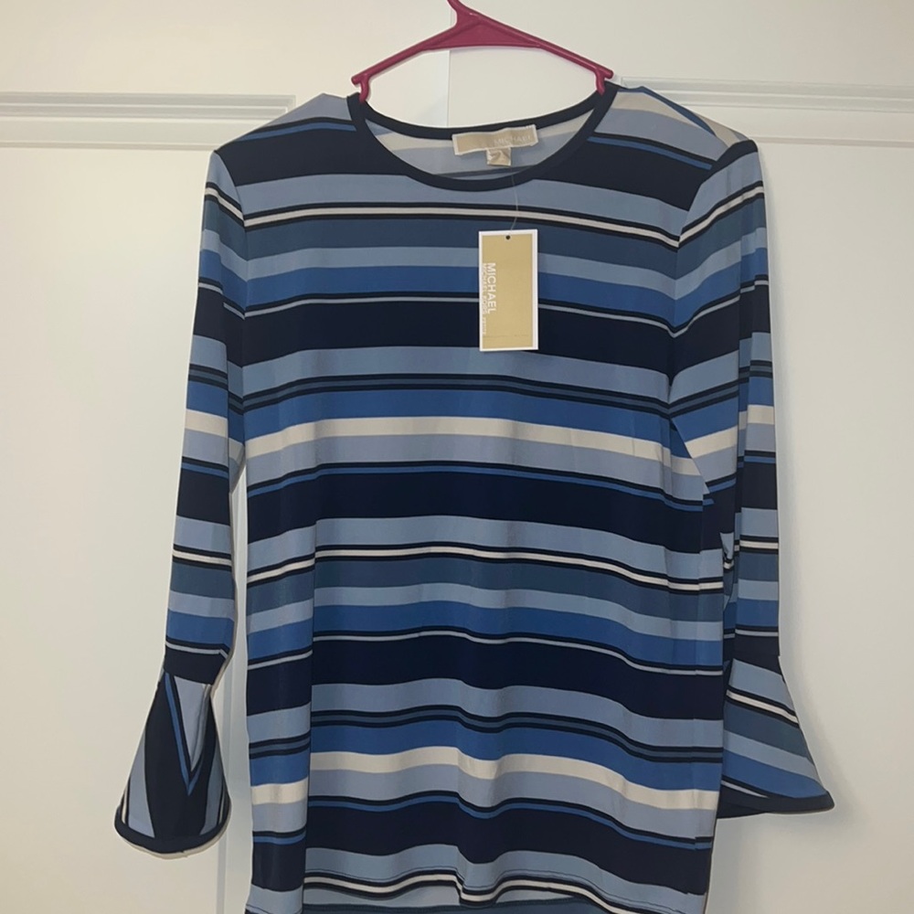 Michael Kors Striped bell-sleeve top